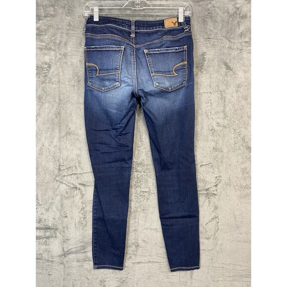 American Eagle Outfitters Jegging Woman Size 4 Super Stretch Ripple Dark Wash - Picture 6 of 16